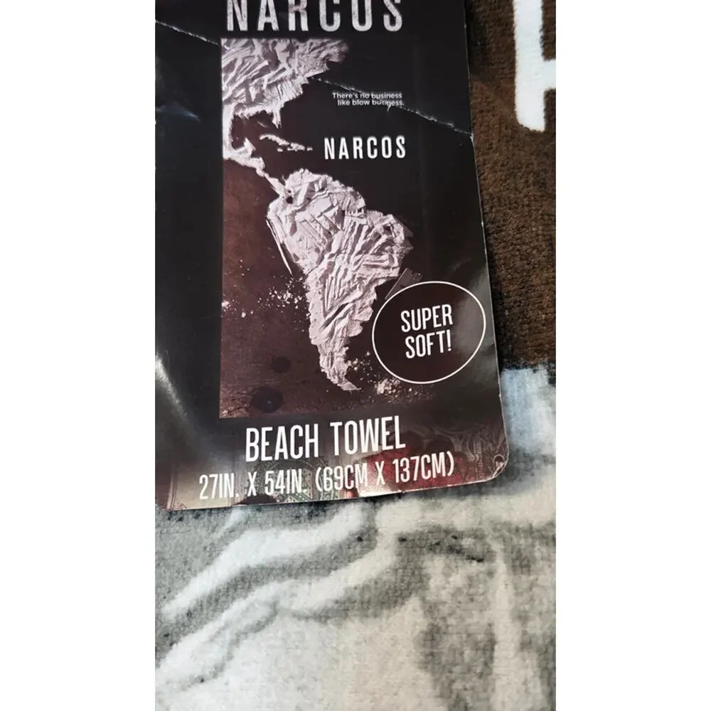 Narcos Beach Towel Cocaine Map Graphic 27x54 Super Soft TV Show New